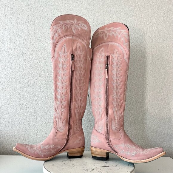 Lane LEXINGTON Over the Knee Womens Cowboy Boots 7 Pink Western Cowgirl Lace up - Picture 10 of 15